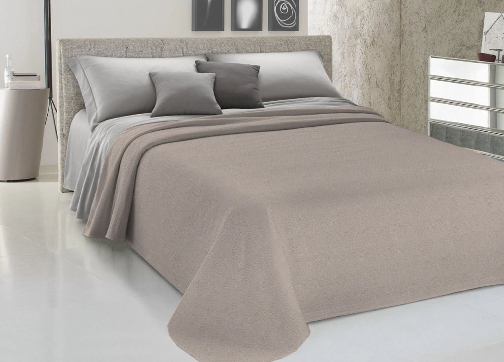 Copriletto Piquet Primavera Estate 100% Cotone Disegno Dublino Bon Bon - Singolo - Beige