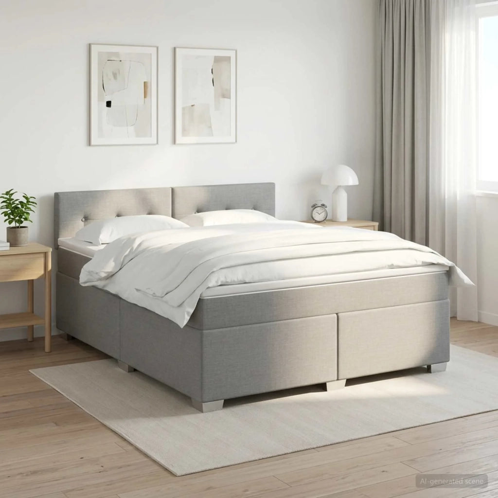 Letto con Box Spring, Materasso e LED Grigio Chiaro Tessuto 3452001