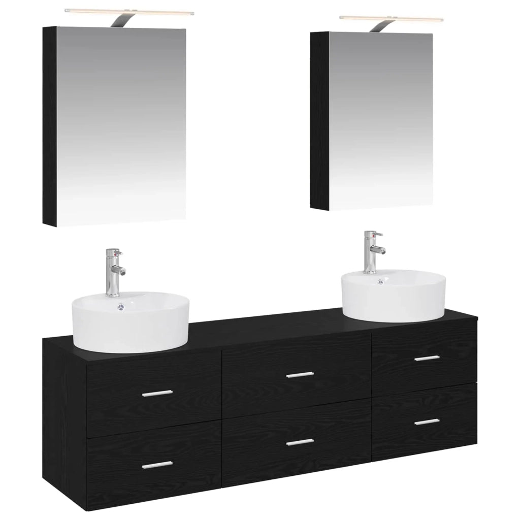 Set di mobili per il bagno 5 pz Rovere Nero 3406872