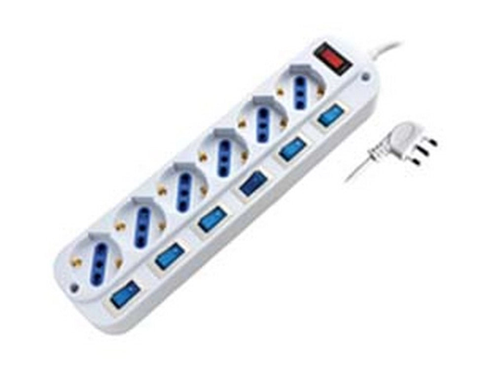 1pz multipresa 6 posti con schuko con interruttore generale + 6 bipasso cod:ferx.fer318884