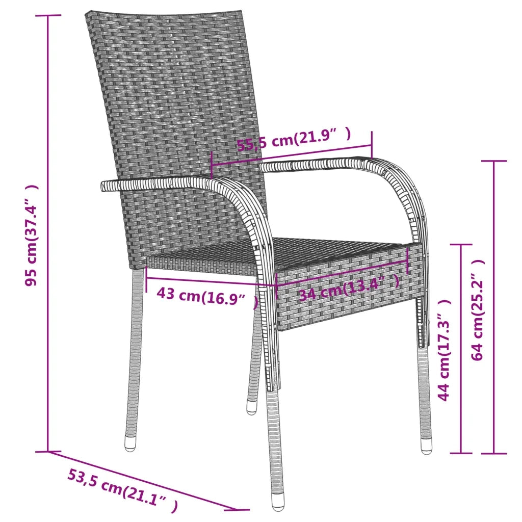 Set da Pranzo per Giardino 7 pz con Cuscini Neri 3099381