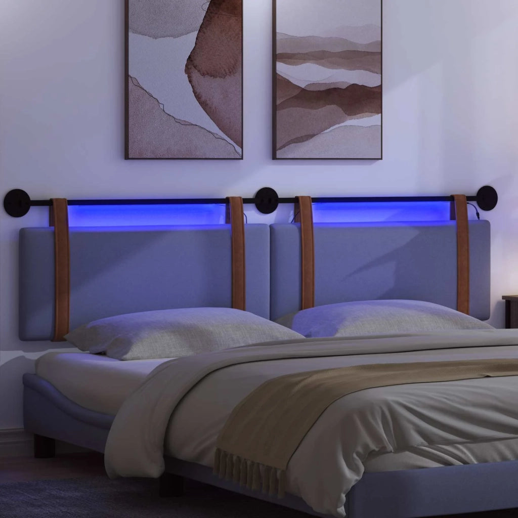 Testiera sospesa Con luce LED Blu jeans PU Antico 3424055