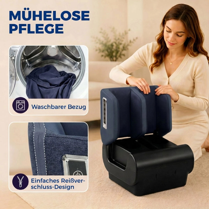 Massaggiatore per gambe 2 in 1 con calore, compressione ad aria e timer, blu