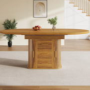 Tavolo da pranzo allungabile ovale in MDF, 118-158 cm, noce, per fino a 6 persone