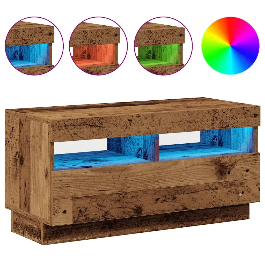 Mobile TV | Armadietto TV | Mobile Porta TV con LED Legno Antico 80x35x40 cm Multistrato
