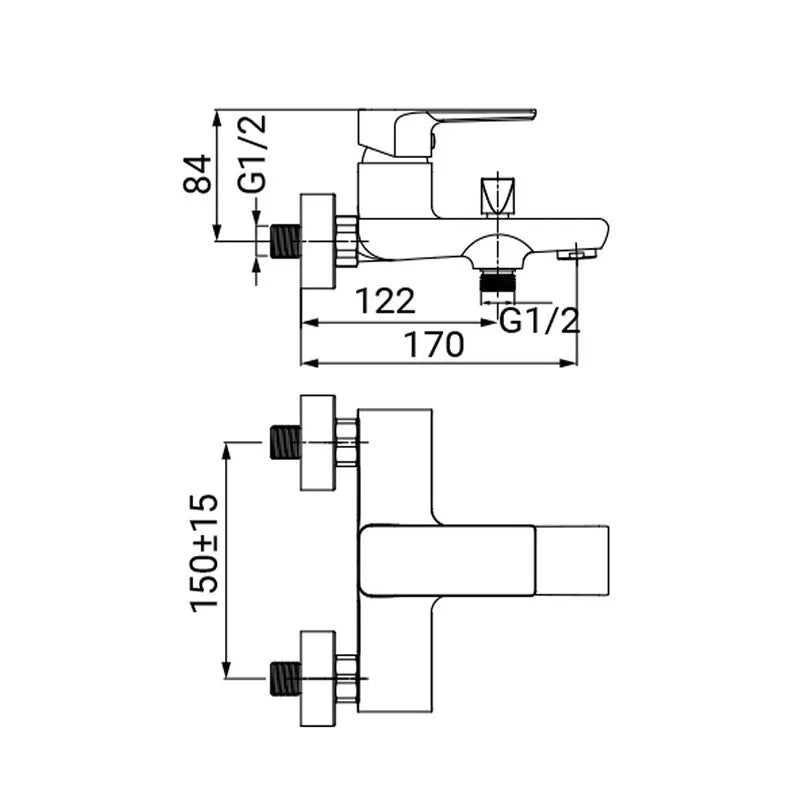 Miscelatore vasca finitura cromata, serie hope