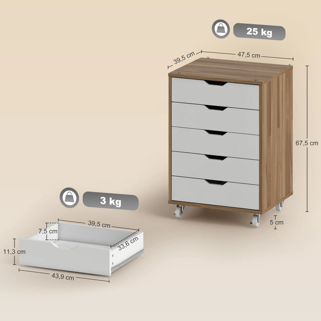 Scrivania con cassetti ¨C Minimal ¨C Bianco e Rovere 47,5x67,5x39,5 cm