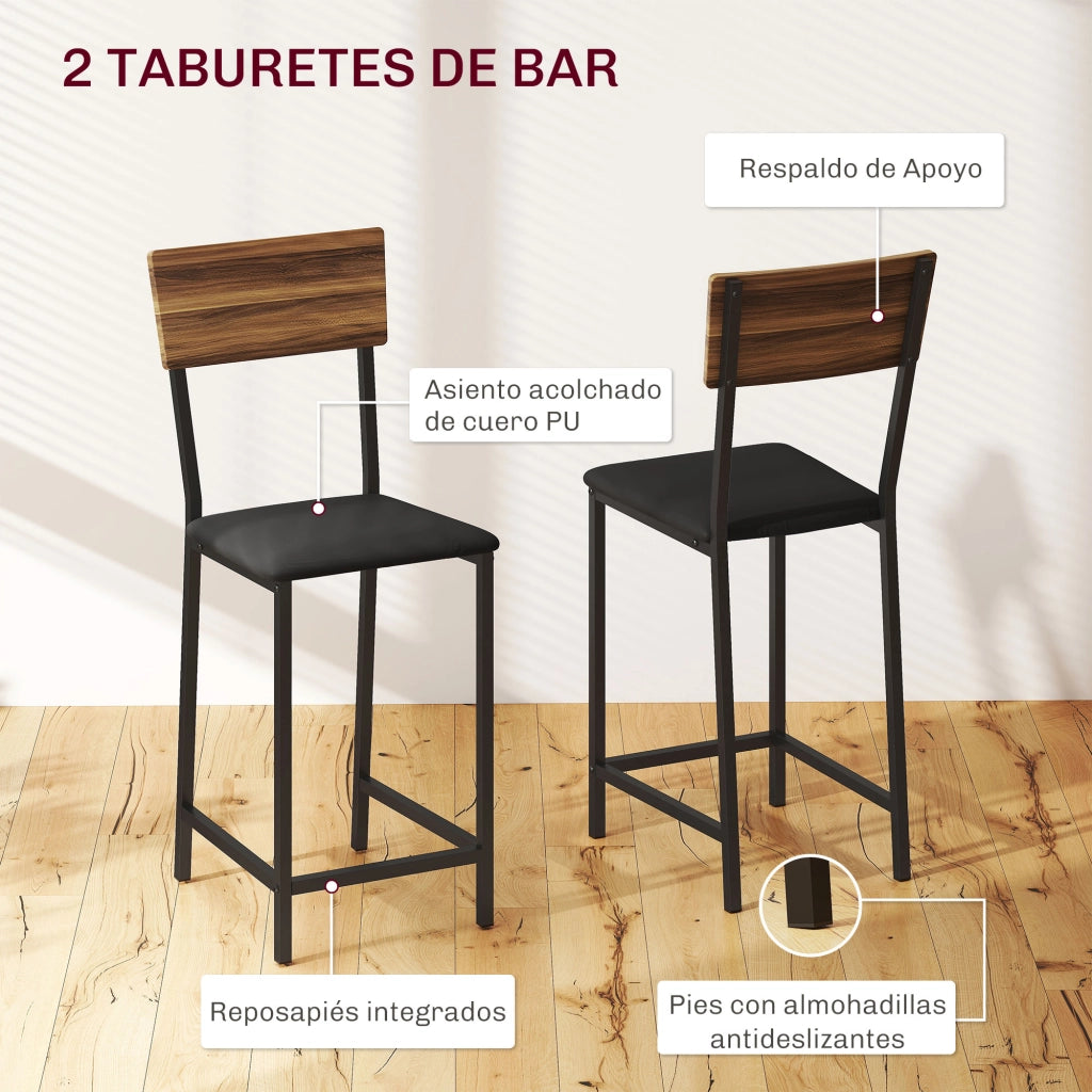 Tavolo da bar con laterali abatibili e 2 sgabelli ¨C Minimal ¨C marrone e nero