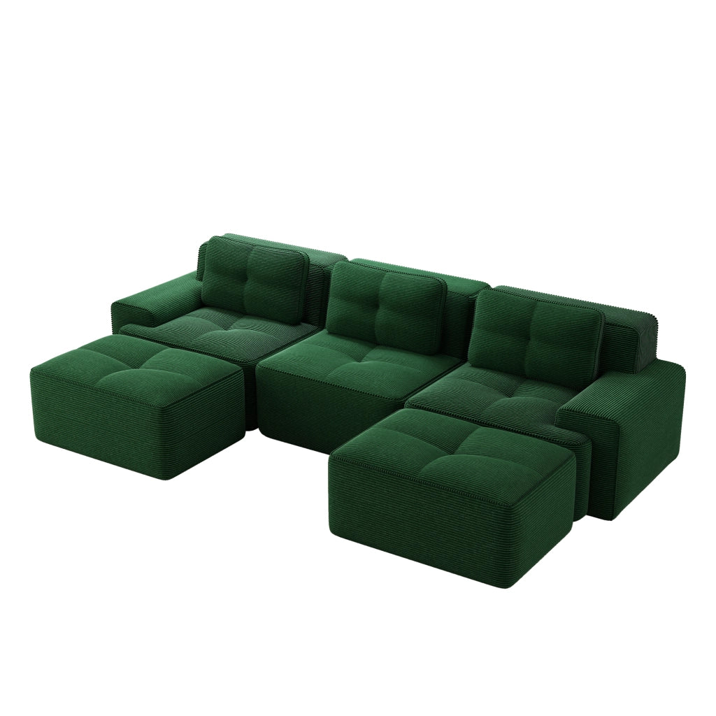 Divano modulare Cloud - Zephmum- U-forma 3 posti velluto verde