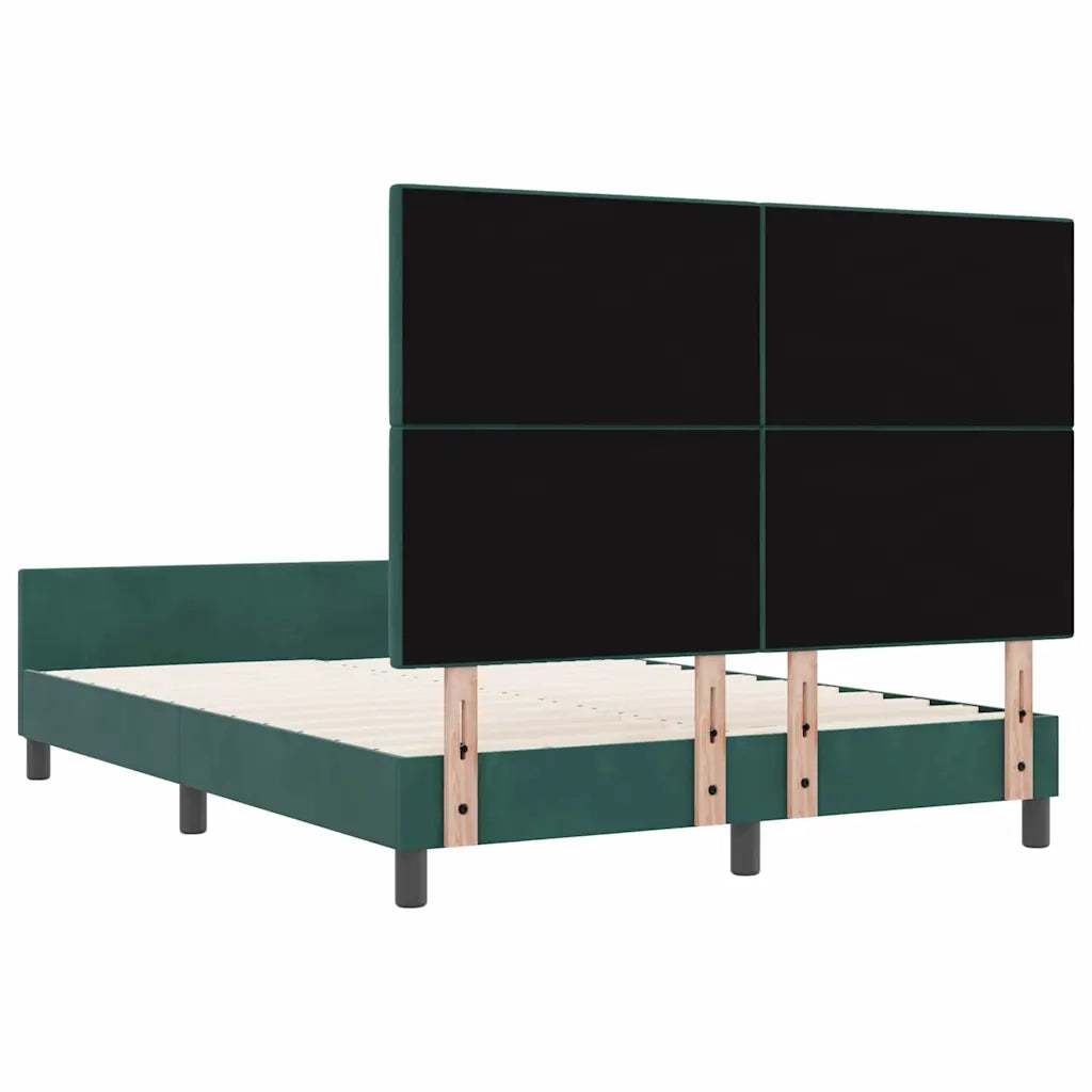 Letto matrimoniale | Letto per adulti | Letto a molle con testiera Verde Scuro 140 x 190 cm Velluto