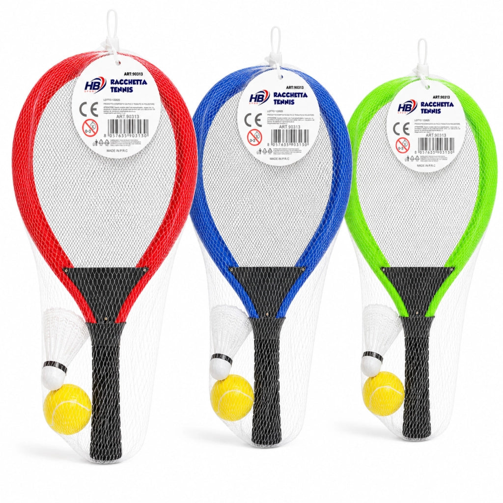 RACCHETTE TENNIS 55CM CON PALLINA VOLANO GIOCO PADEL PISCINA SPIAGGIA 90313