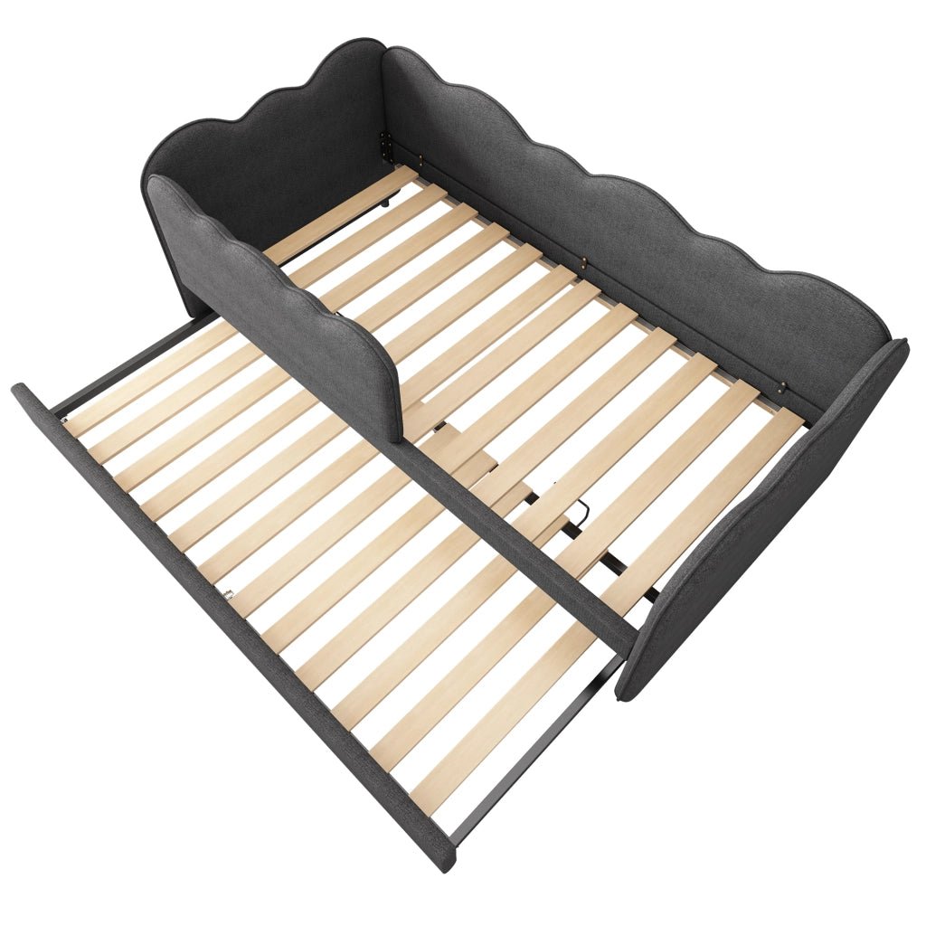 Letto imbottito grigio 90x190 cm con letto estraibile