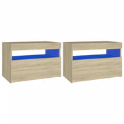 Set di 2 Comodini | Armadio da Notte | Mobiletto da notte con Luci LED Rovere Sonoma 60x35x40 cm