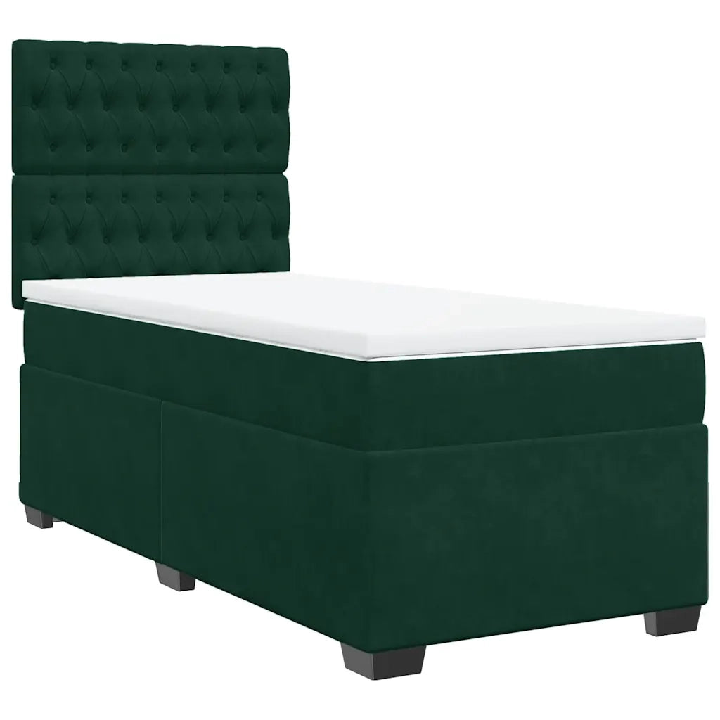 Giroletto a Molle con Materasso Verde Scuro 80x200 cm Velluto