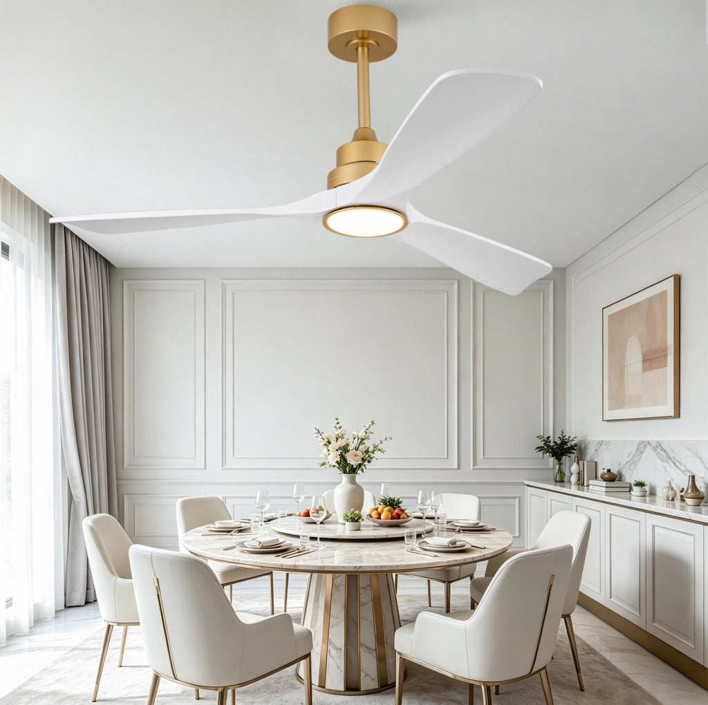 Ventilatore da soffitto Yeavio 52 pollici in legno massello con illuminazione LED dimmerabile e telecomando