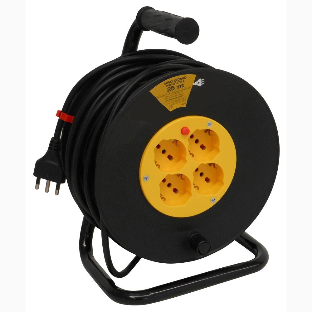 Avvolgicavo Elettrico cavo da 50 metri spina 16A + 4 prese 10/16A schuko