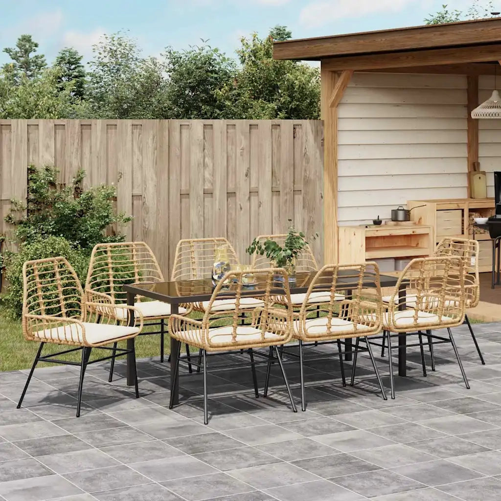 Set da Pranzo per Giardino 9 pcs Marrone polyrattan 3380868