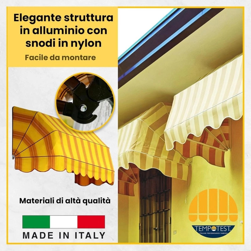 Tenda Sole Cappottina 5 Raggi, Tessuto Tempotest Parà Bianco 15, Larghezza 3 x Sporgenza 0,80, UV-Resistente, Impermeabile - Giardino, Balcone