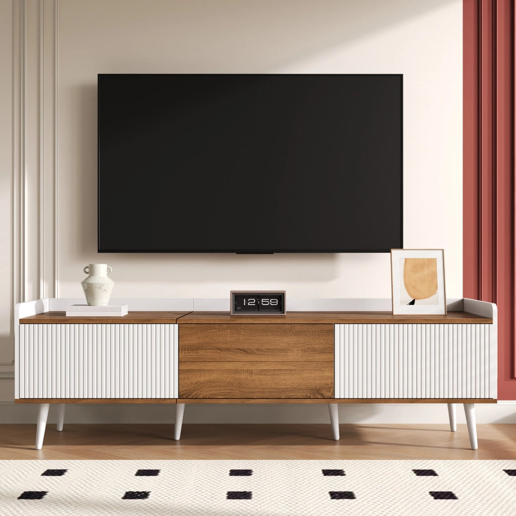 Mobile porta TV a 3 ante bianco e naturale 160 cm