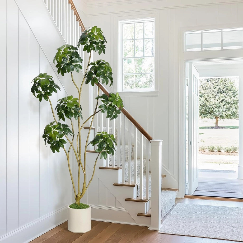 Pianta Finta da Interno ed Esterno 180 cm Multitronco con Vaso e Muschio