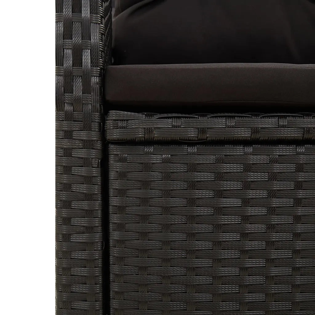 Set da Pranzo da Giardino 7 pz Nero con Cuscini in Polyrattan 3157603
