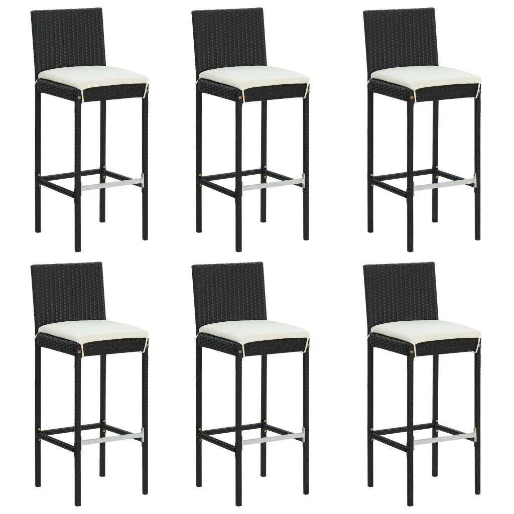 Set da Bar da Giardino 7 pz con Cuscini Nero