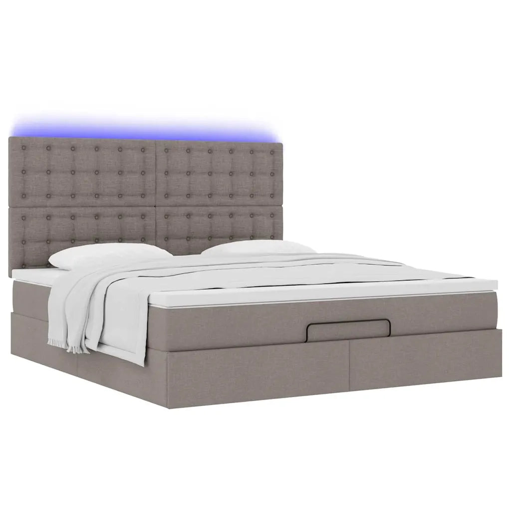 Struttura Letto Pouf con Materasso Tortora 160x200cm in Tessuto 3314187