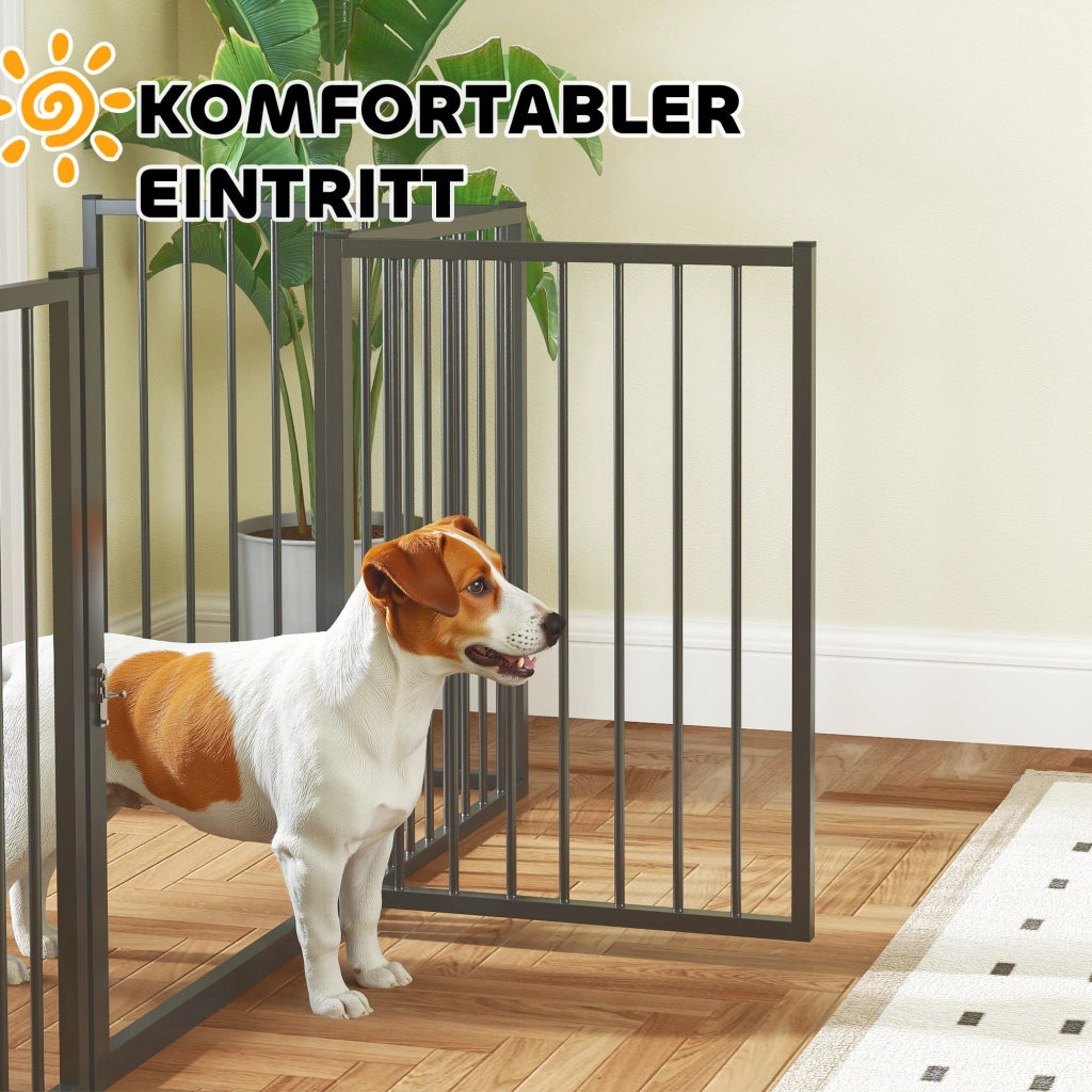 Recinto per Cani con 5 Pannelli e Porta ¨C Minimal ¨C Nero