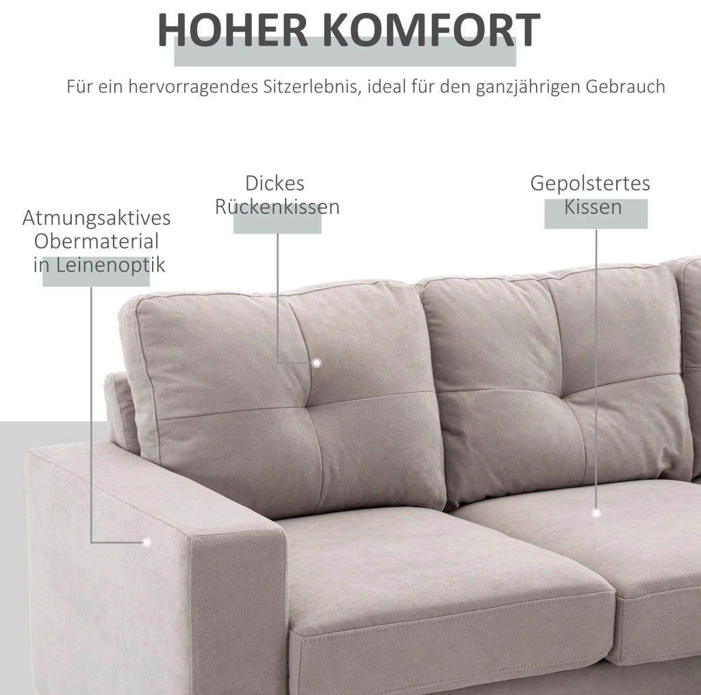 Divano angolare a 3 posti con chaise longue reversibile grigio chiaro