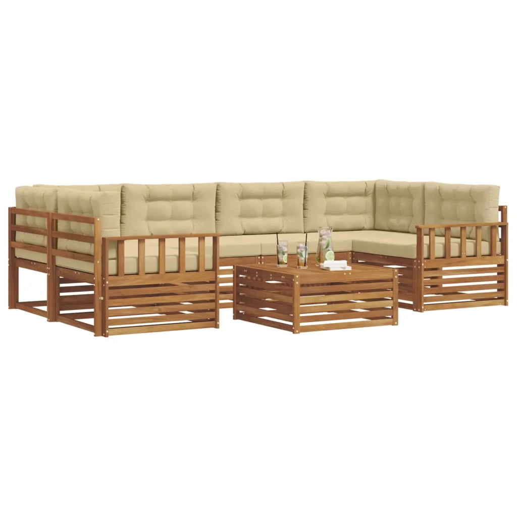 Set di divani da esterno con cuscino 7 pcs Naturale e Beige 3373093