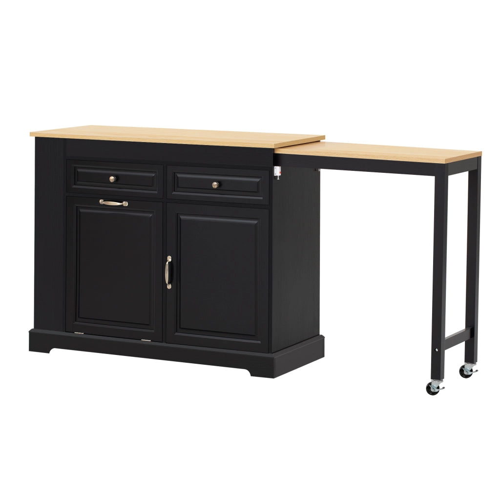 ISOLA DA CUCINA Mobile Estensibile 112-180x45x92 cm Nero/Naturale
