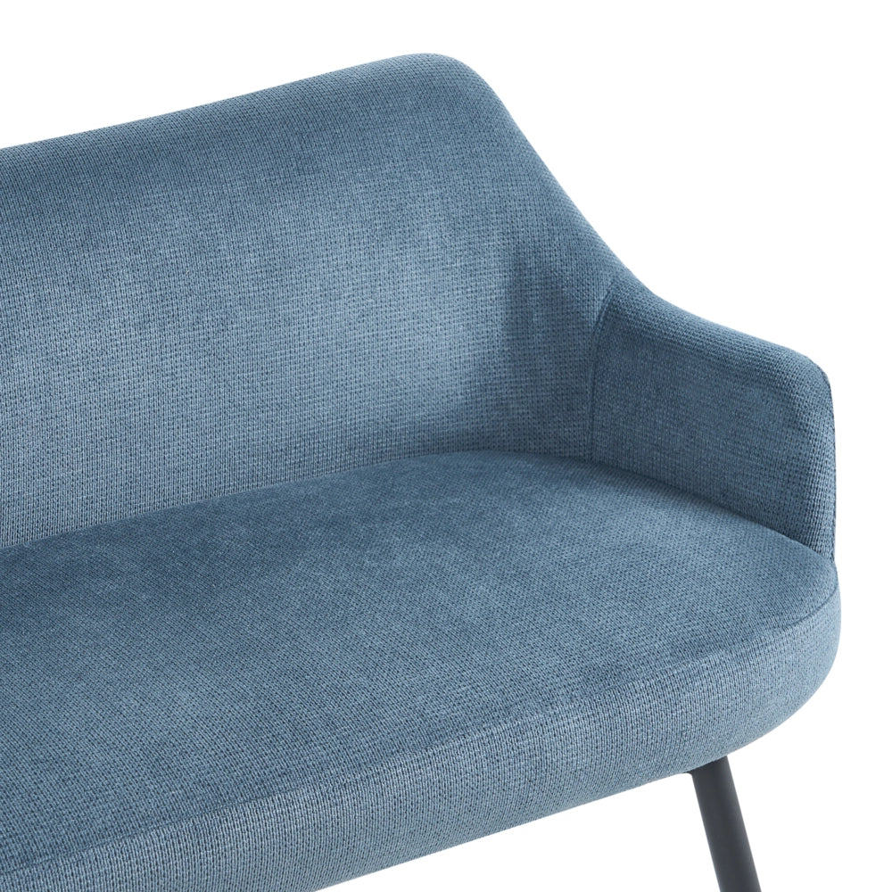 Divano da cucina Blu Tessuto poliestere Rivestimento a 2 posti Struttura in metallo Gambe nere Panca