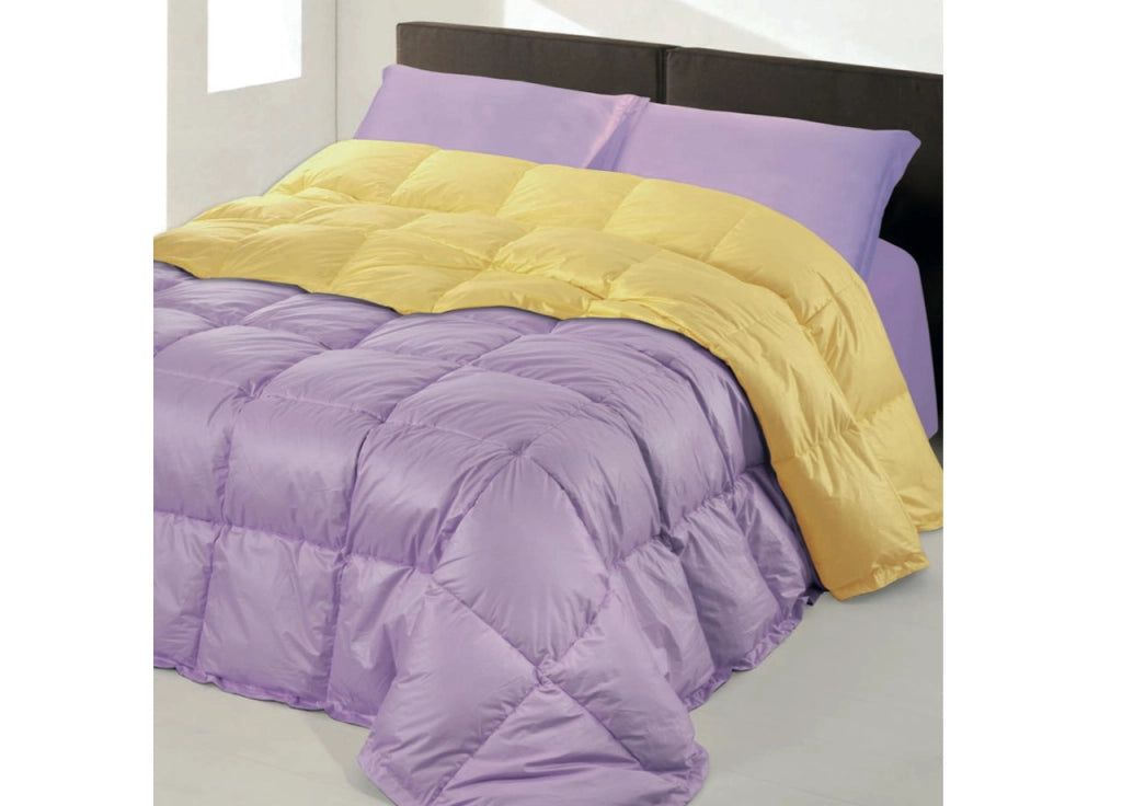 Trapunta Invernale Disegno Dover In Tinta Unita Double Face Imbottitura 50% Piumino 50% Piumette - 1 Piazza - Var. 13 Giallo