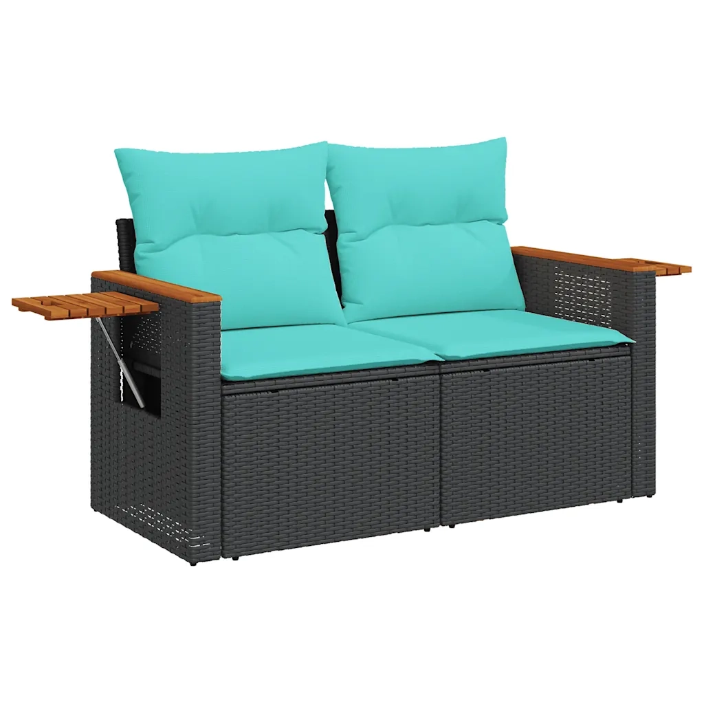 Set Divani da Giardino con Cuscini 7pz Nero Polyrattan 3325977