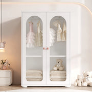 Armadio per bambini 80×50×120 cm in MDF bianco con ante in acrilico