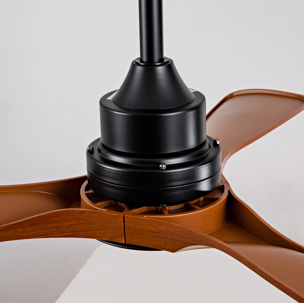 Ventilatore da soffitto con luce LED e motore DC reversibile nero e noce scuro HAVRYA