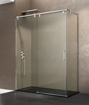 Box doccia angolare FUTURA frontale + laterale fisso 140x80 cm acciaio inox lucido vetro trasparente