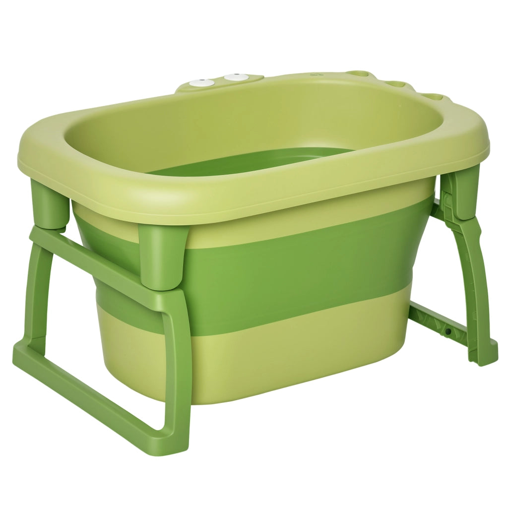 Vaschetta Bagnetto Pieghevole per Bimbi 0-6 Anni in Plastica Antiscivolo Verde, 75.3x55.4x43cm