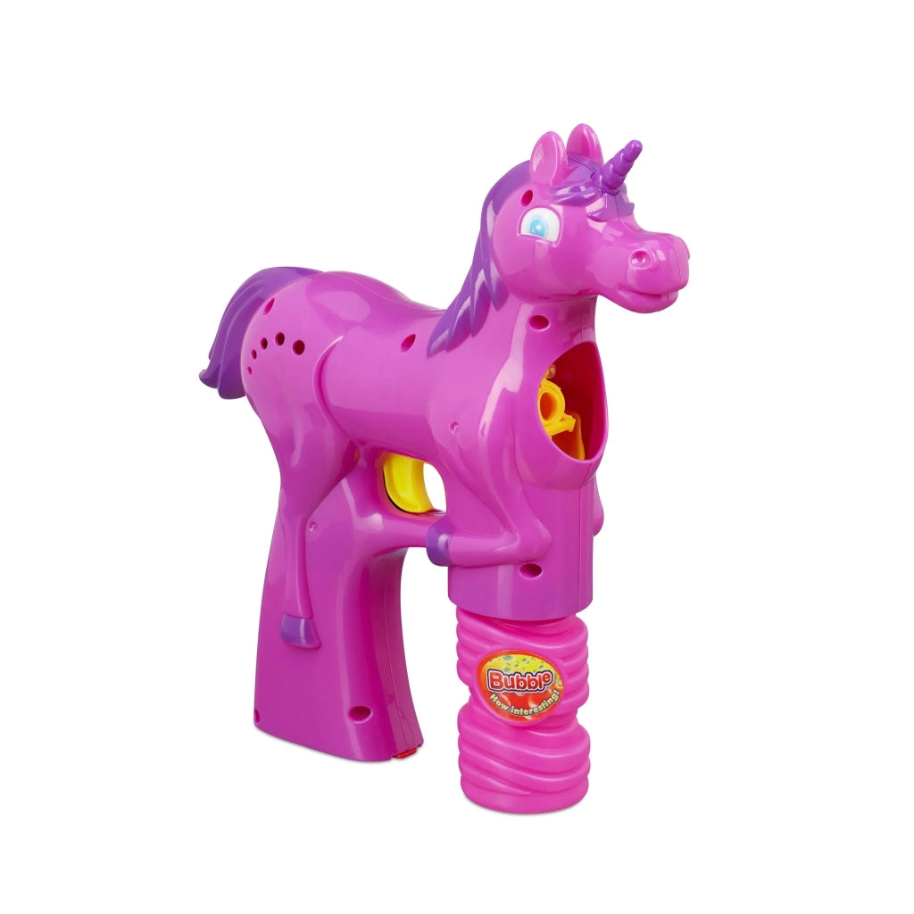 Pistola per bolle di sapone design unicorno luminoso 20 x 10 x 5 cm per compleanno giardino in plastica rosa 13_0005484