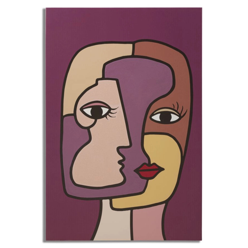 Stampa su Tela Viso 13, Multicolore, Legno, 60x3x90 cm