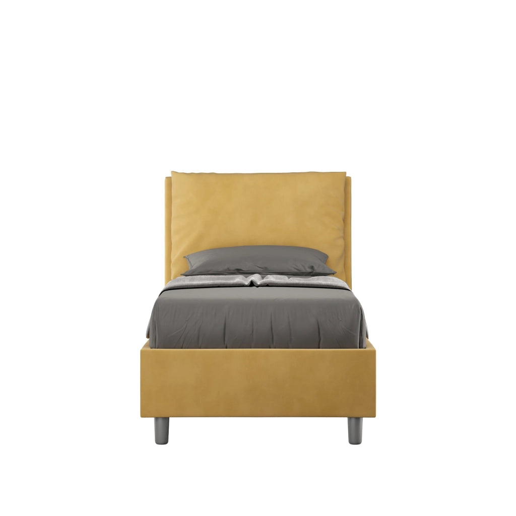 Letto Singolo 90x190 cm con Rete e Contenitore Antea Ocra