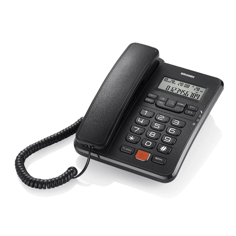 BRONDI OFFICE DESK (NERO) - TELEFONO CORDED - TASTI GRANDI - VIVAVOCE - DISPLAY