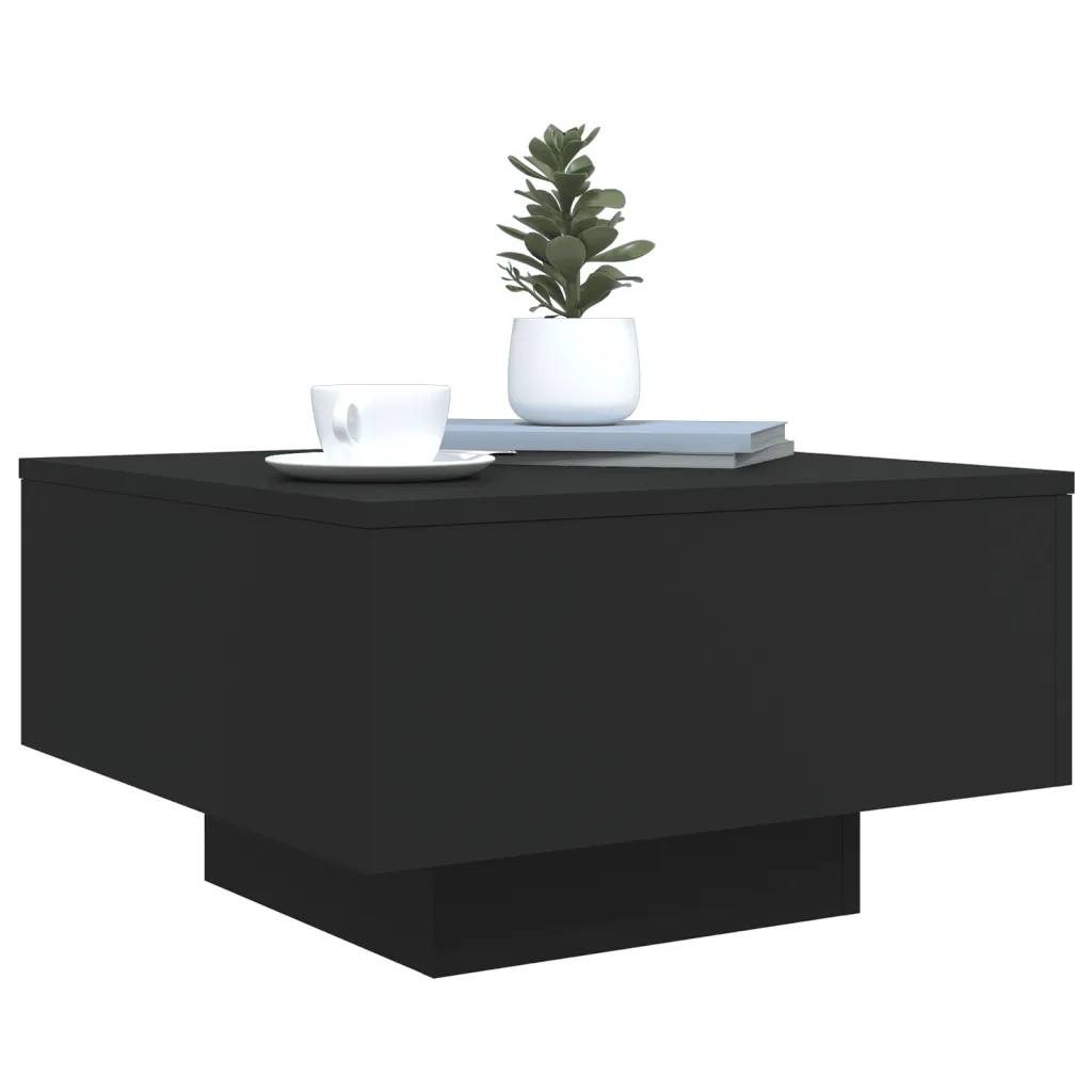 Tavolino da salotto | Tavolino da caff¨¨ | Tavolino da Soggiorno con Luci LED Nero 55x55x31 cm