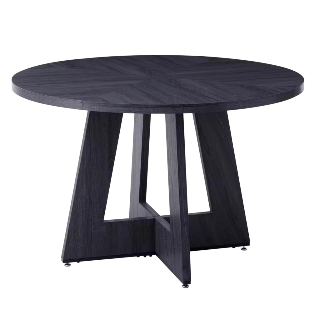 Tavolo da pranzo rotondo in legno massello Ø 120 cm, stile industriale, per 4-6 persone