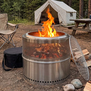 Braciere a basso fumo portatile in acciaio inox argento con diffusione del calore a 360° per esterni