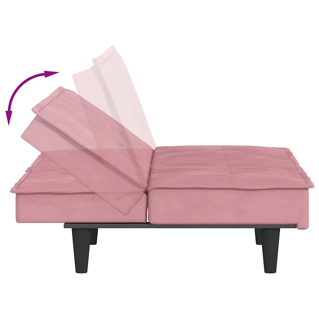 Divano letto | Sof¨¤ letto | Letto singolo con Portabicchieri in Velluto Rosa