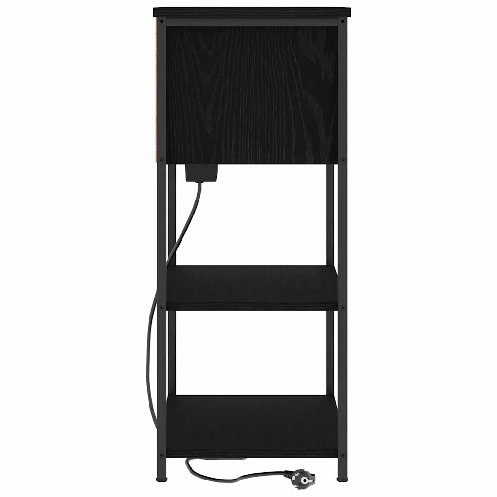 Comodino | Armadio da Notte | Mobiletto da notte Rovere Nero 55 x 31 x 76 cm Legno multistrato