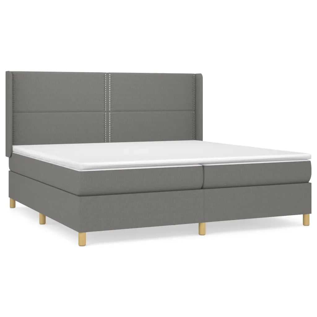 Giroletto a Molle con Materasso Grigio Scuro 200x200 cm Tessuto 3131938