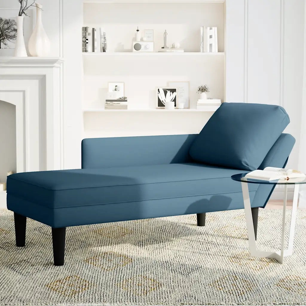 Sdraio con Cuscino e Bracciolo Destro in Velluto Blu 4009806