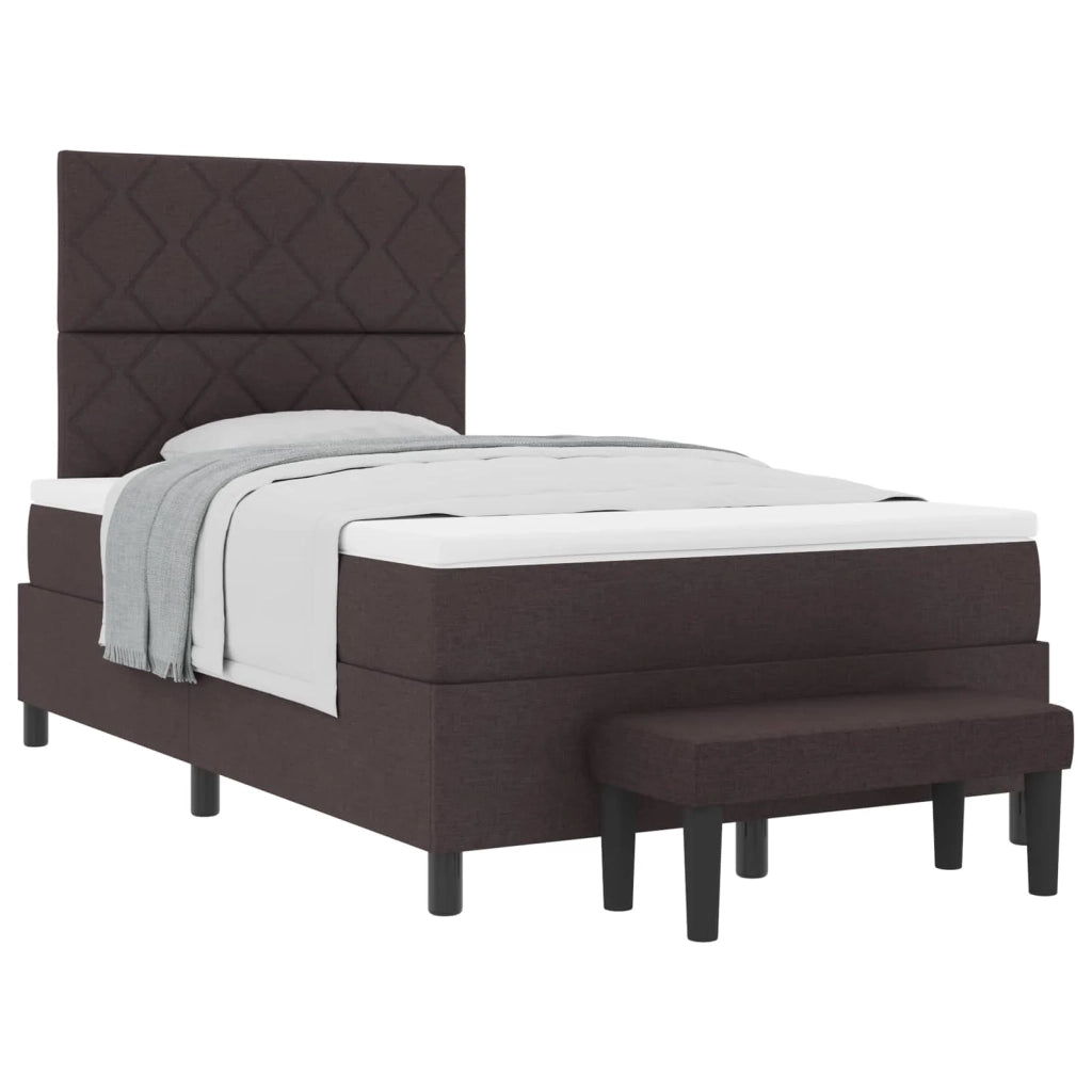 Letto a molle con materasso Marrone Scuro 120 x 190 cm Tessuto